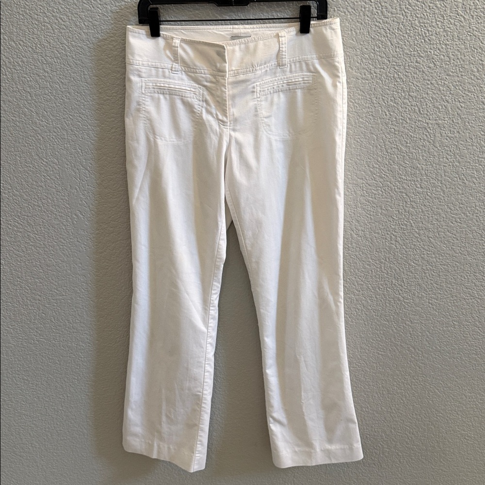 Cache White Sailor Style Patch Pocket Flare Lined Pants Size 8